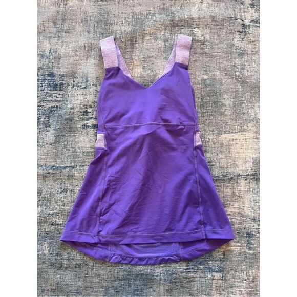 Lululemon Push Your Limits Power Purple Micro Stripe Athletic Tank Top 6 - Picture 5 of 6